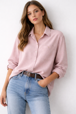 Oversized Classic Button-Down Shirt with Chest Pocket