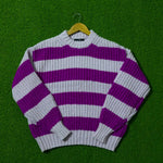 Bright Purple and Lavender Striped Knit Sweater