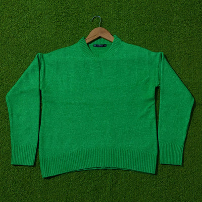 Green drop-shoulder knit sweater by Dunnes Stores