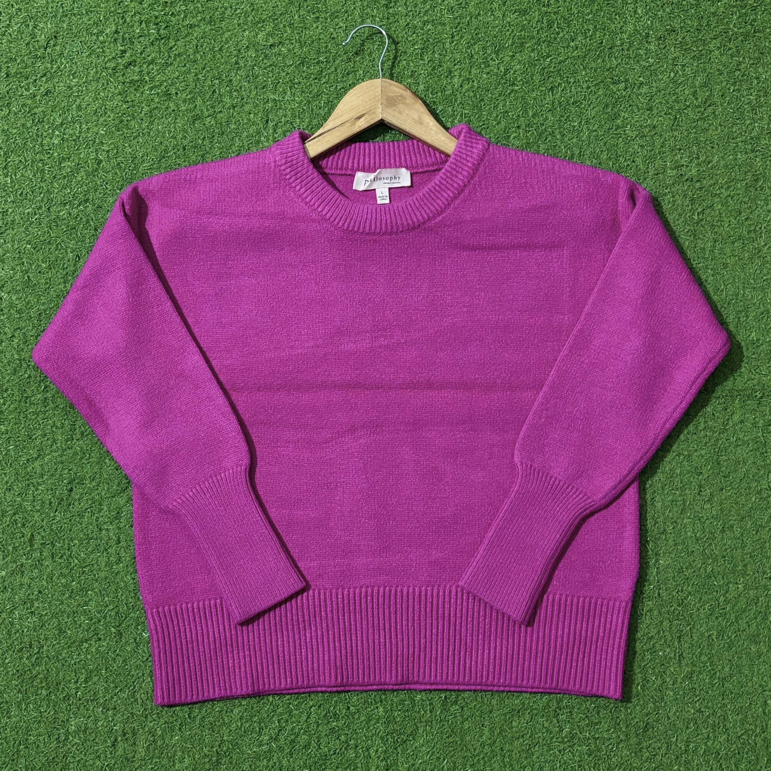 Purple crew-neck knitted sweater by Philosophy