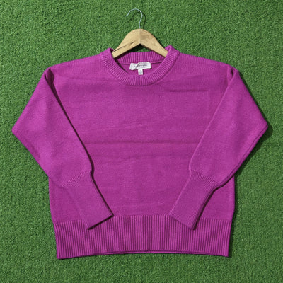 Purple crew-neck knitted sweater by Philosophy