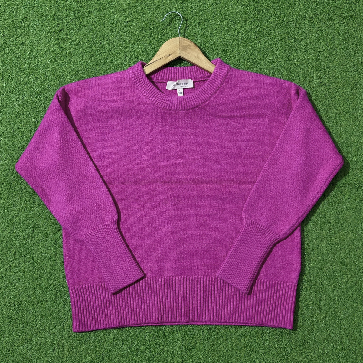 Purple crew-neck knitted sweater by Philosophy