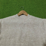 Beige High-Neck Knit Sweater