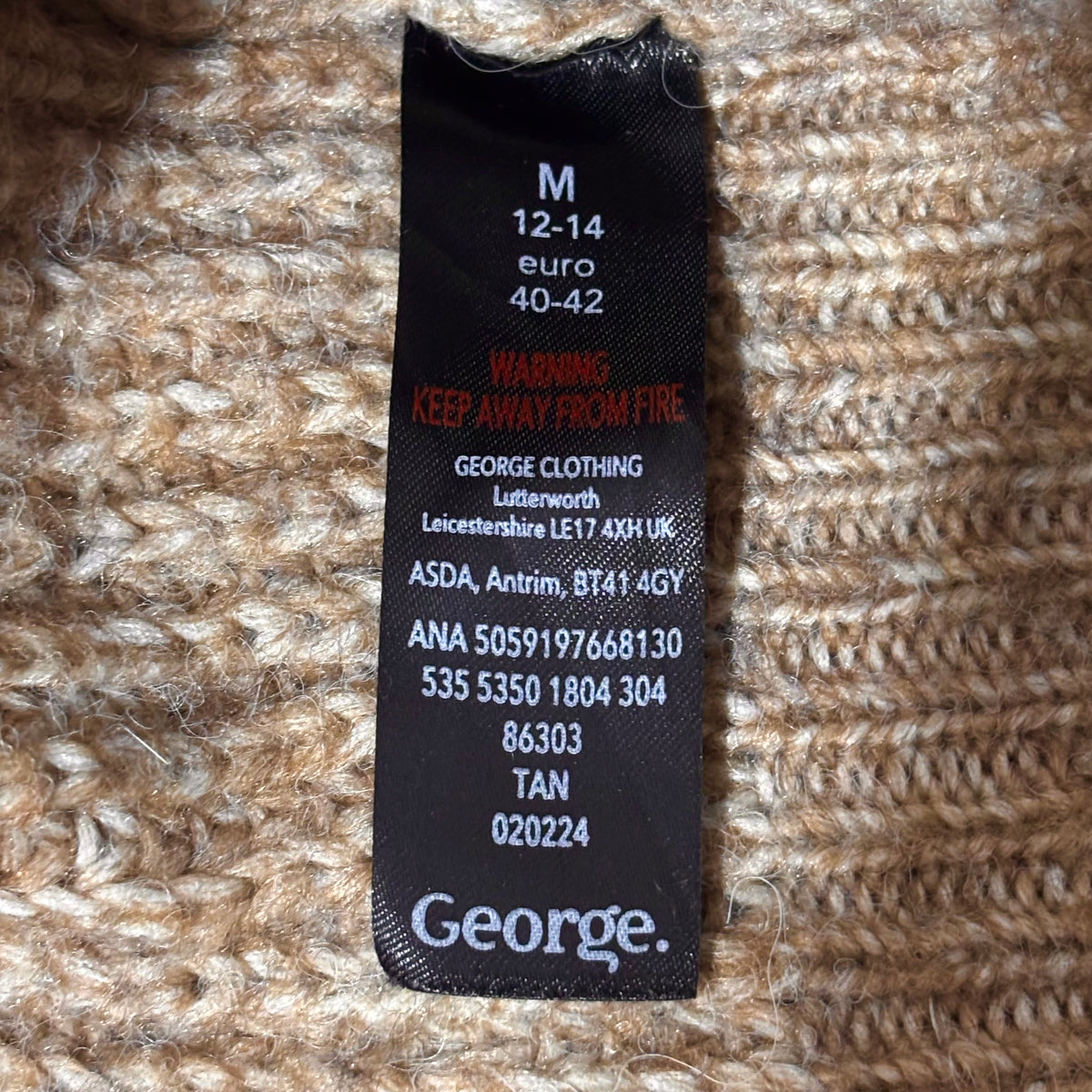 George tan sweater size M label