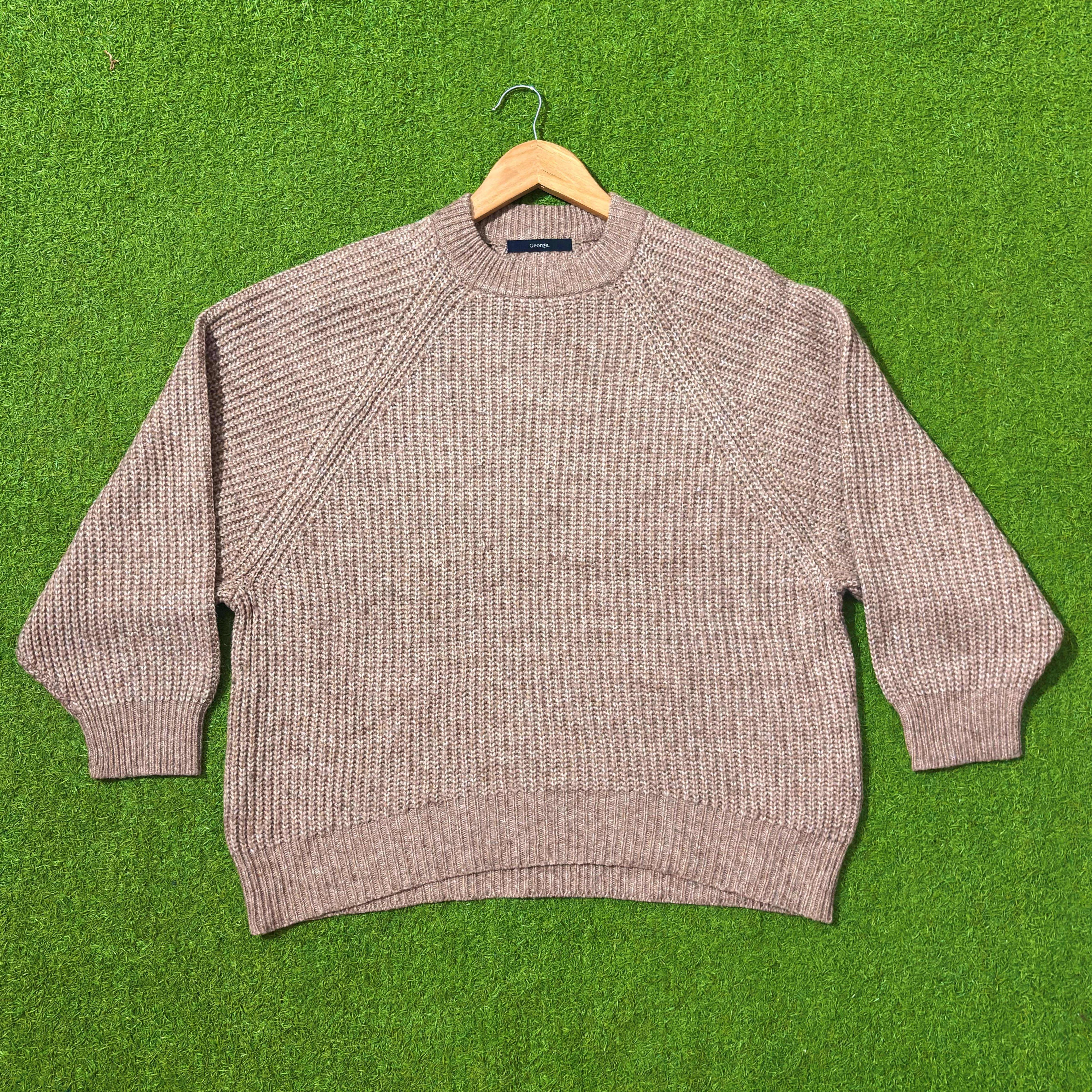 Tan Raglan-Sleeve Knit Sweater