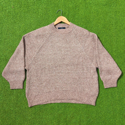Tan Raglan-Sleeve Knit Sweater