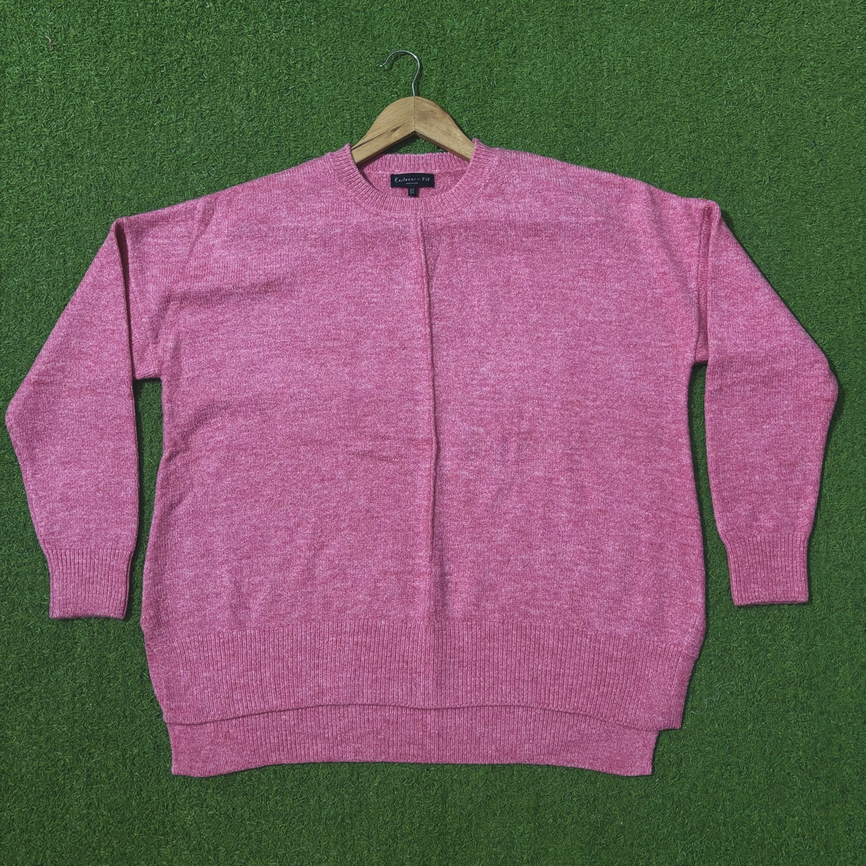 Pink drop-shoulder knit sweater by F&F