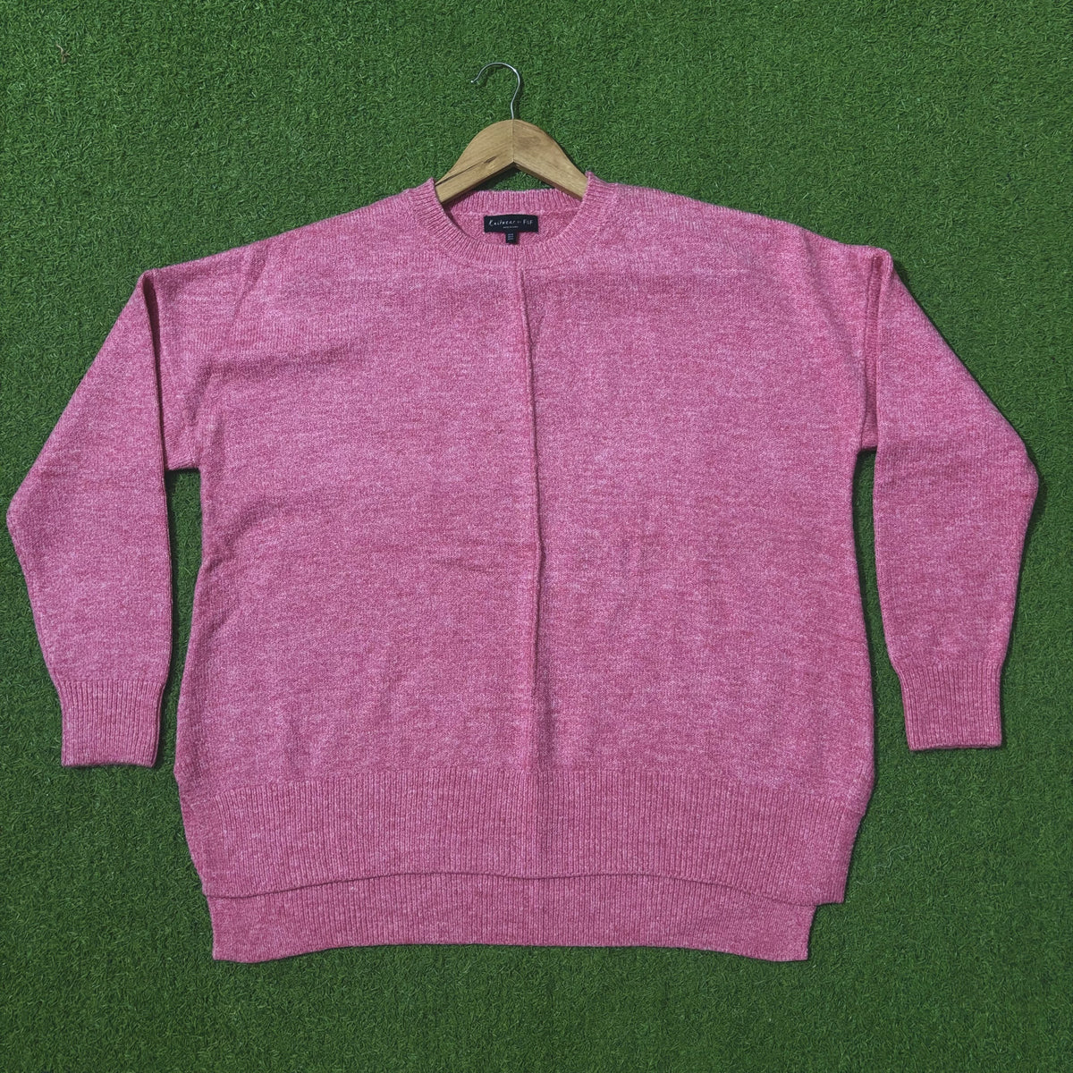 Pink drop-shoulder knit sweater by F&F