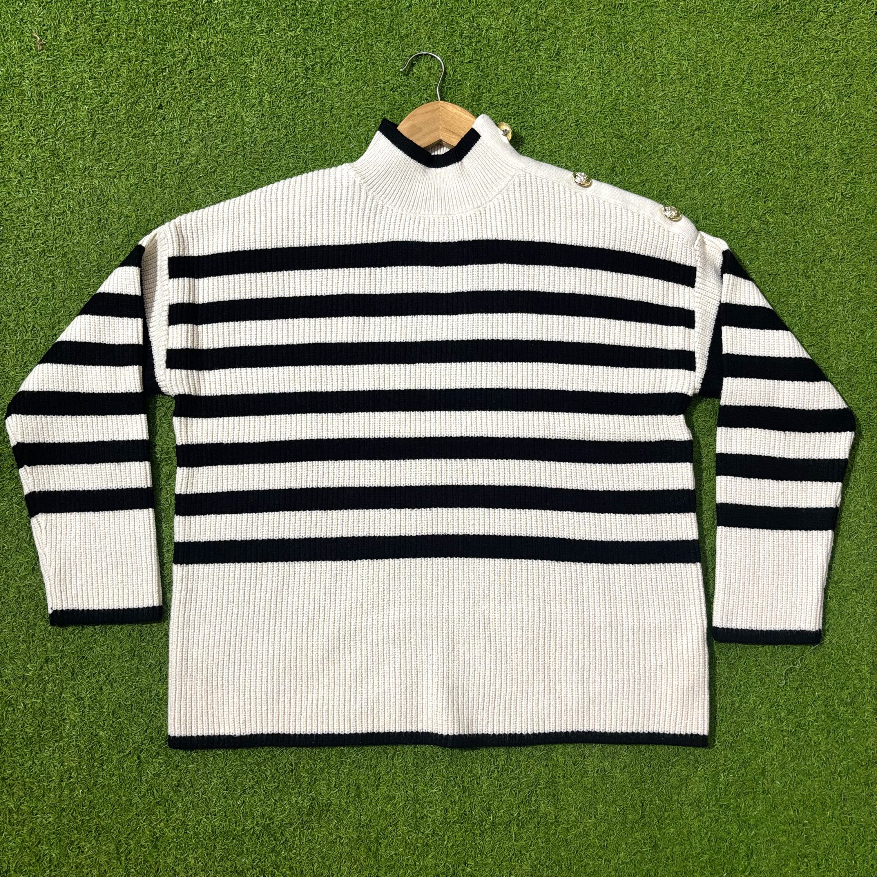 Cream and black striped drop-shoulder sweater by Primark