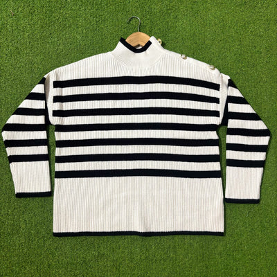 Cream and black striped drop-shoulder sweater by Primark