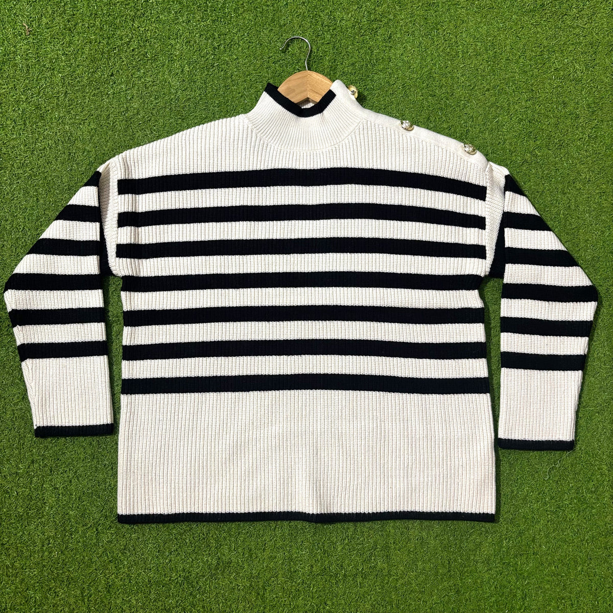 Cream and black striped drop-shoulder sweater by Primark