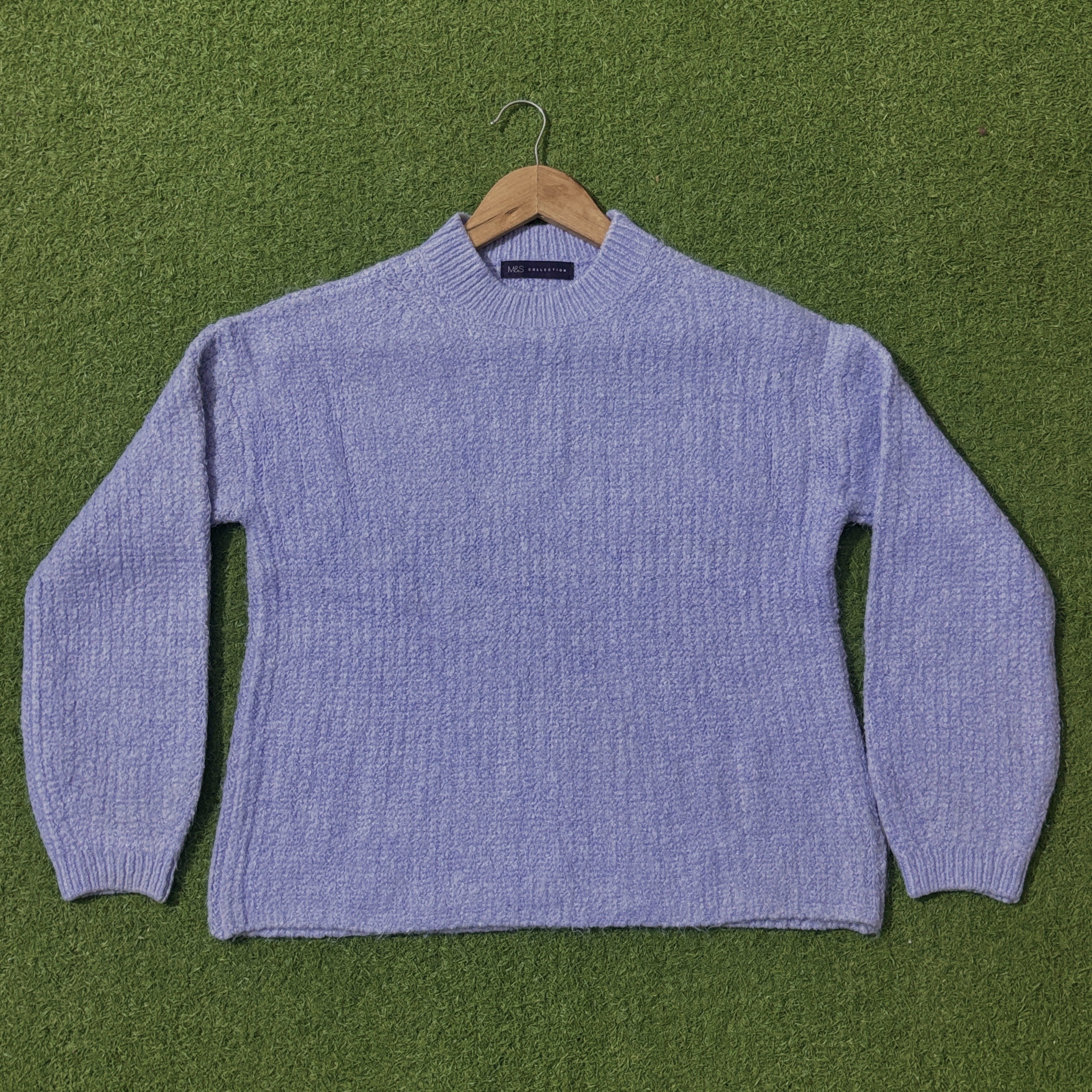 Cornflower blue textured drop-shoulder sweater by M&S