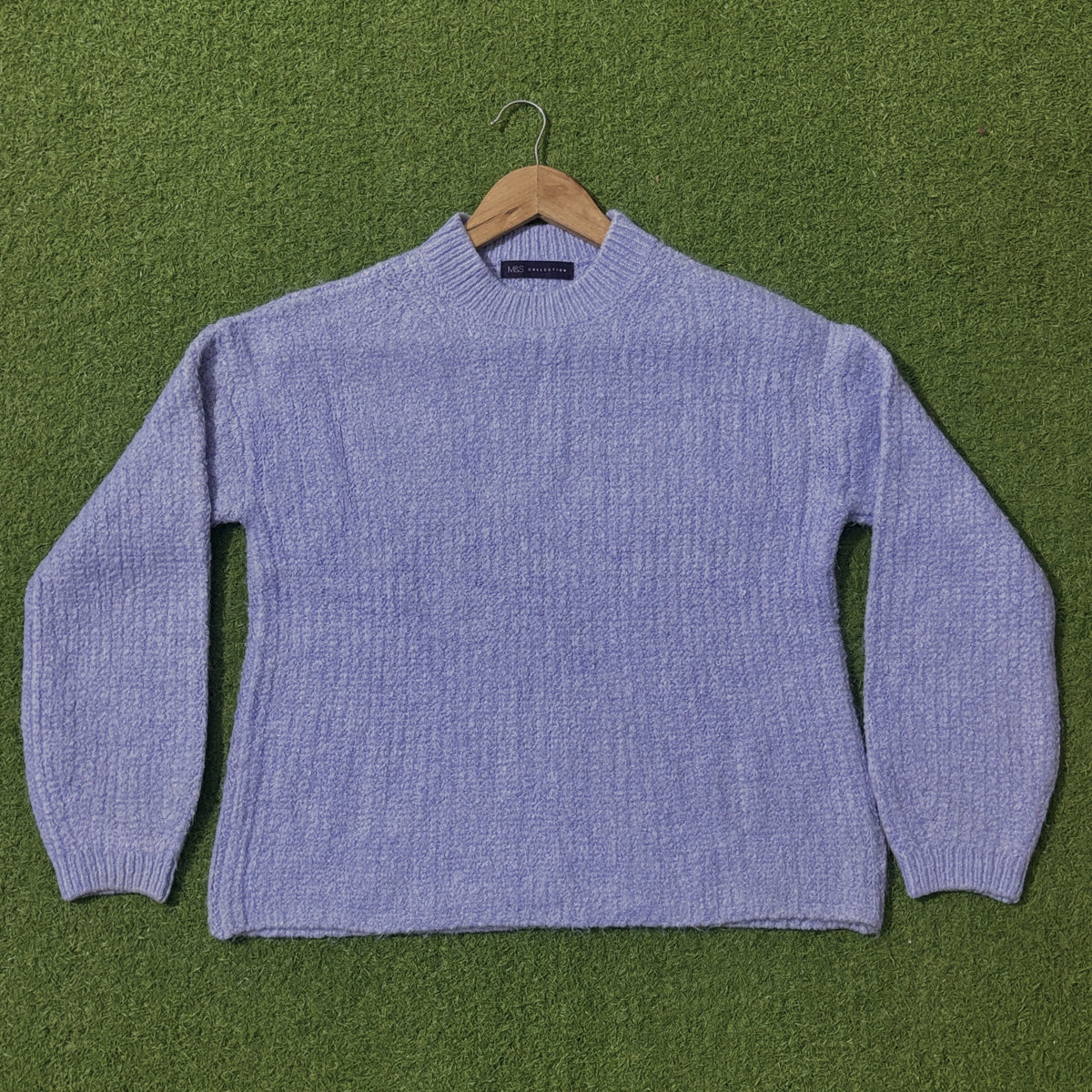 Cornflower blue textured drop-shoulder sweater by M&S