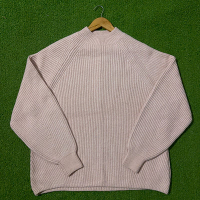 Blush pink ribbed mock-neck sweater by H&M