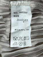 Size M and 100% polyester label inside silver pleated trousers