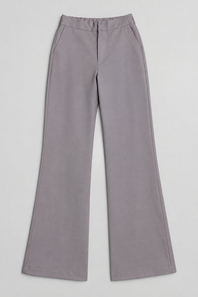 High-rise straight-leg pants with side pockets laid flat