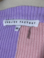 English Factory XS label on color-block crop top