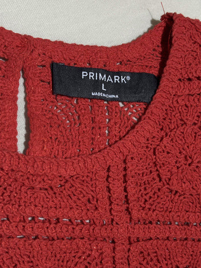 Primark size L label on red crochet crop top - alternate view
