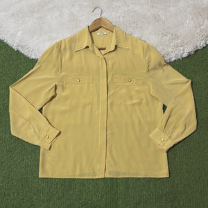 Yellow Dual Pocket Concealed Button-Front Shirt