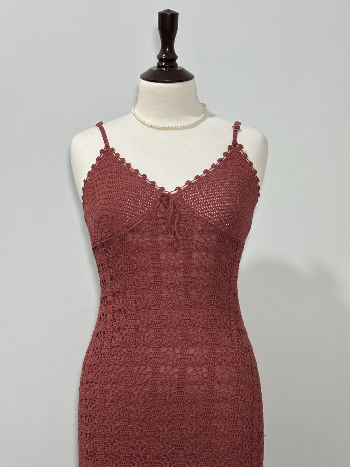 Dusty Rose Floral Openwork Strappy Dress