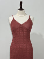 Dusty Rose Floral Openwork Strappy Dress