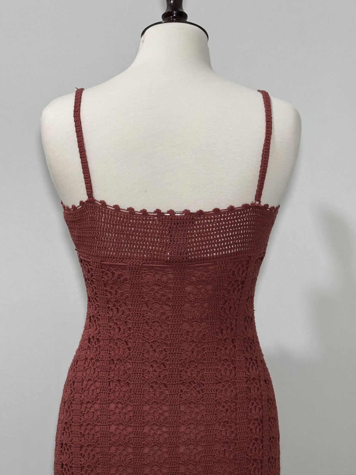 Dusty Rose Floral Openwork Strappy Dress
