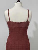 Dusty Rose Floral Openwork Strappy Dress