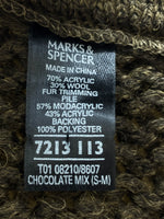 Marks & Spencer S-M label with acrylic wool body and synthetic fur trim composition