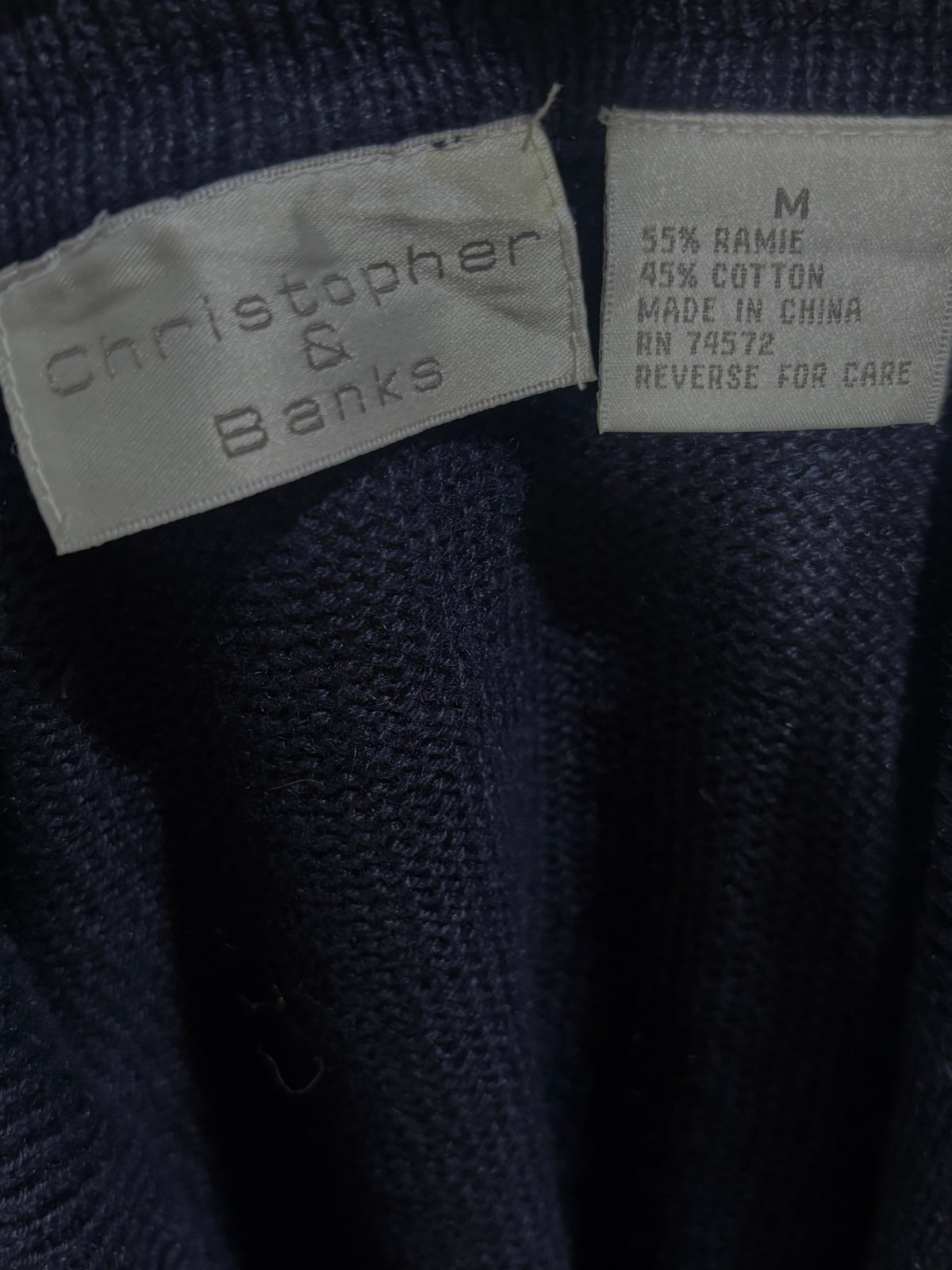 Christopher & Banks size M label with 55% ramie and 45% cotton composition