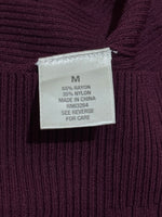 Burgundy Ribbed Sleeveless Turtleneck Top