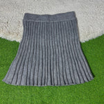 Grey pleated winter mini skirt with ribbed waistband