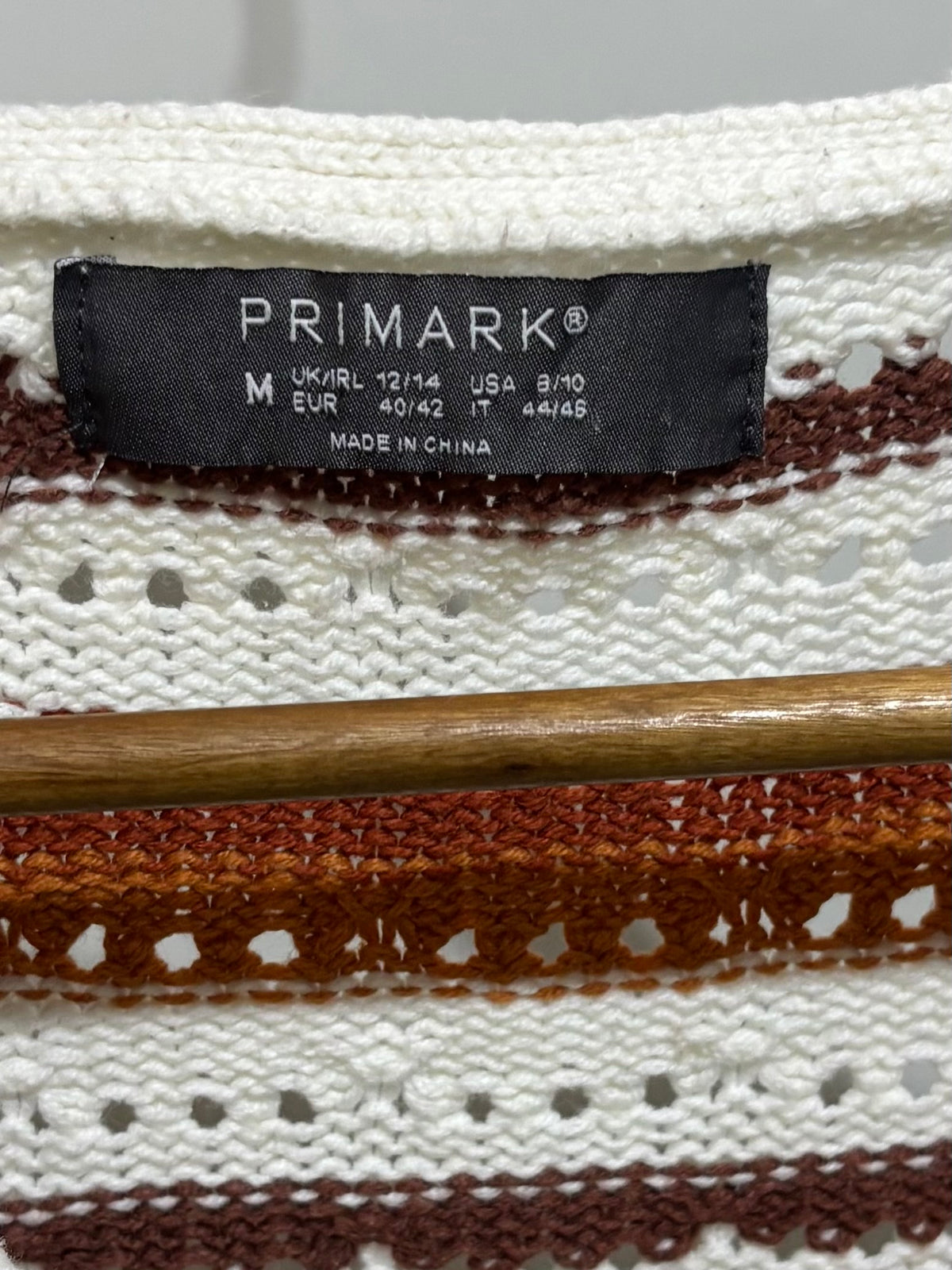 Primark label showing M UK/IRL 12/14 EUR 40/42 USA 8/10 IT 44/46