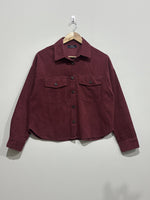 Burgundy dual pocket drop-shoulder button-down shirt