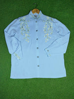 Oversized Button Down Floral Embroidery Shirt western preloved