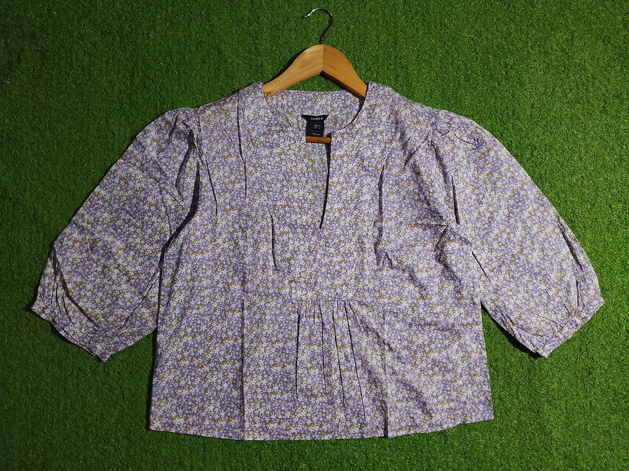 Floral Puff Sleeve Tunic Blouse