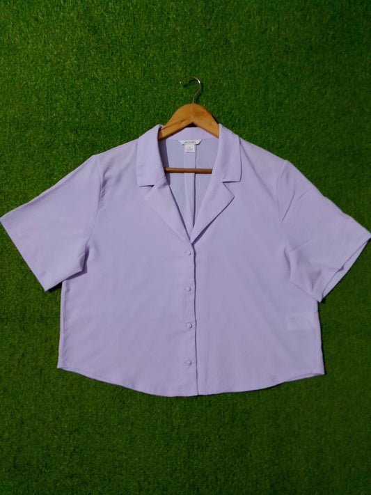 Relaxed Notch-Collar Short Sleeve Crop Top western preloved - alternate view