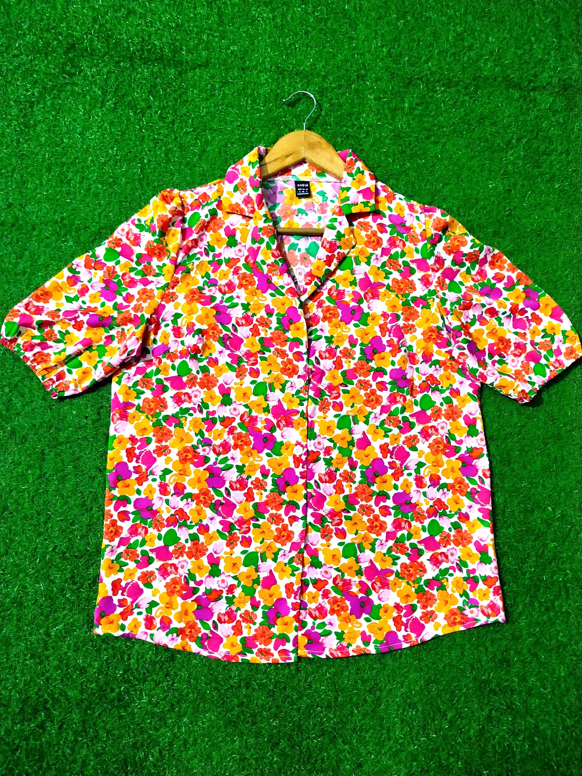 Floral Puff Sleeve Resort Shirt