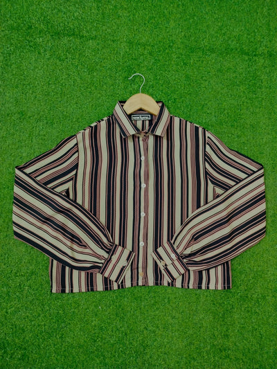 Striped Boxy Crop Shirt western preloved - alternate view