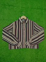 Striped Boxy Crop Shirt western preloved