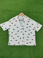 Lip Print Boxy Crop Shirt western preloved
