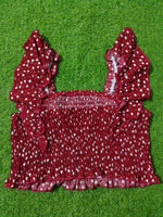 Heart Print Smocked Ruffle Strap Crop Top