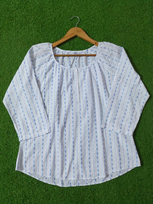 Embroidered Gathered Neckline Blouse