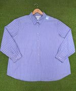 Blue & White Striped Cotton Oversized Full Sleeve Shirt western preloved