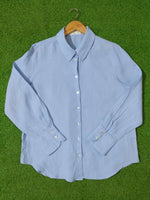 Sky Blue Cotton Full Sleeve Button-Down Shirt western preloved