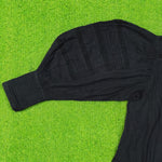 Black Lace Crochet Insert Puff Sleeve Flowy Top