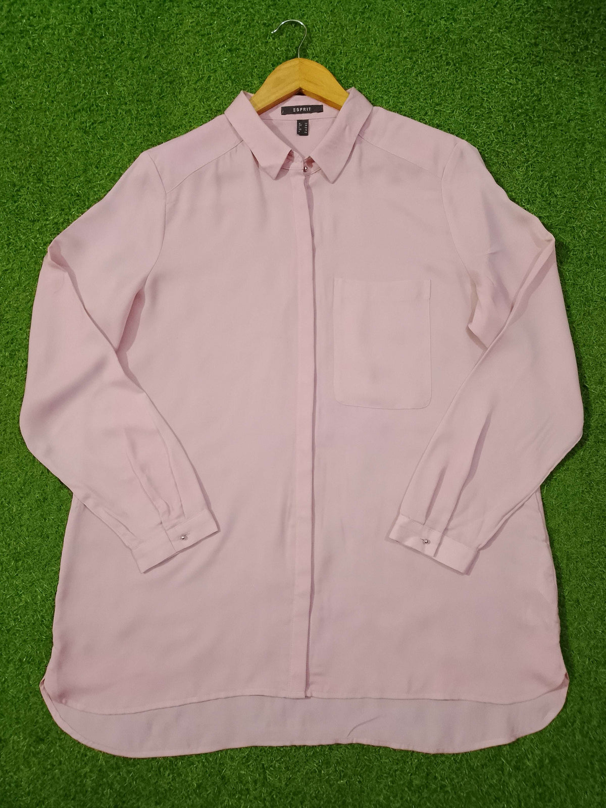 Blush Pink Chiffon Shirt – Full Sleeves western preloved