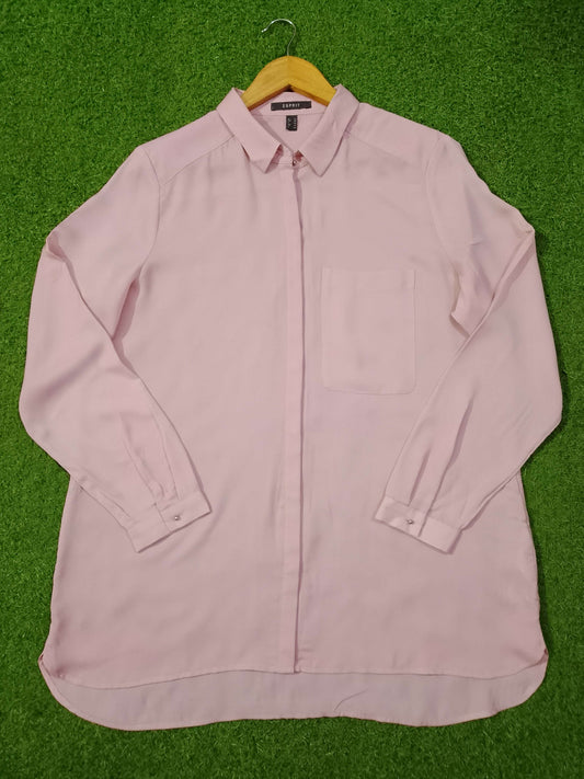 Blush Pink Chiffon Shirt – Full Sleeves western preloved