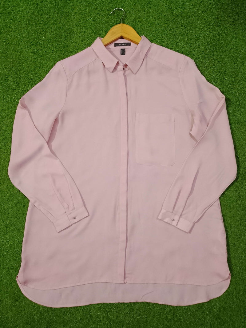 Blush Pink Chiffon Shirt – Full Sleeves western preloved