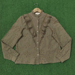 Eyelet Ruffle Button-Down Shirt western preloved