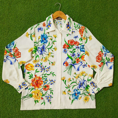 Floral Print Collar Button-Down Full Sleeve Shirt western preloved